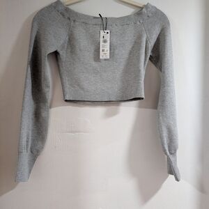 Garage Spring Gray Off-Shoulder Top